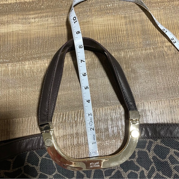 Stuart Weitzman XL Shopper Tote Bag Handbag Canvas & Leather Animal Print - Picture 4 of 14